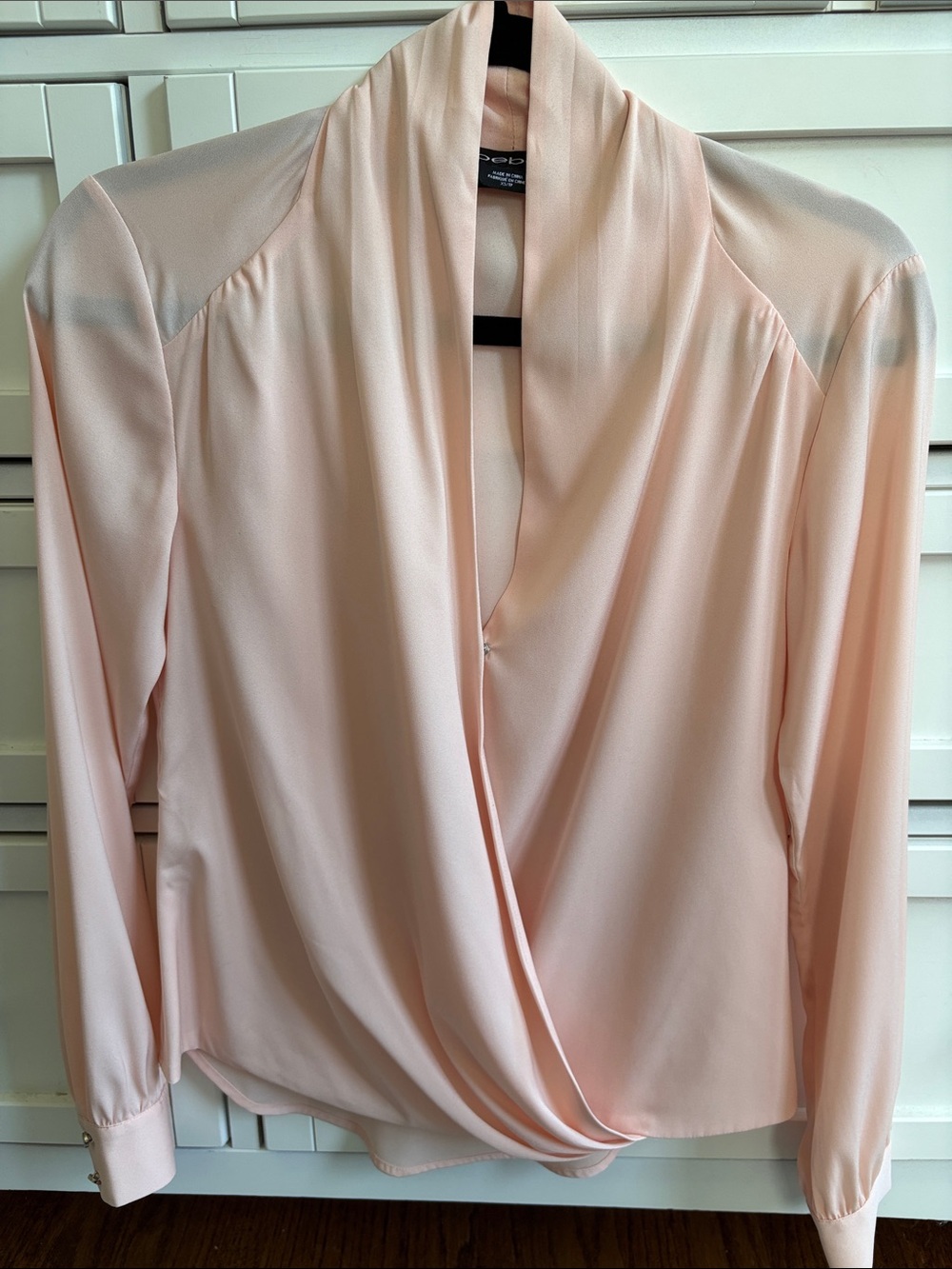 Women's Draped Surplice Blouse - Light Blush Pink
